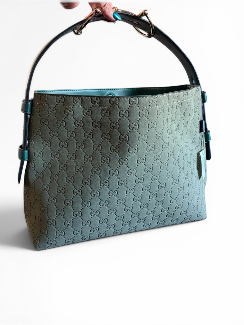 Oversized Dark Green Suede “Beatrix” Tote